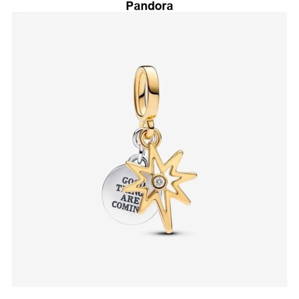 Authentic Engravable North Star Lab-Grown Diamond Dangle Pandora Charm